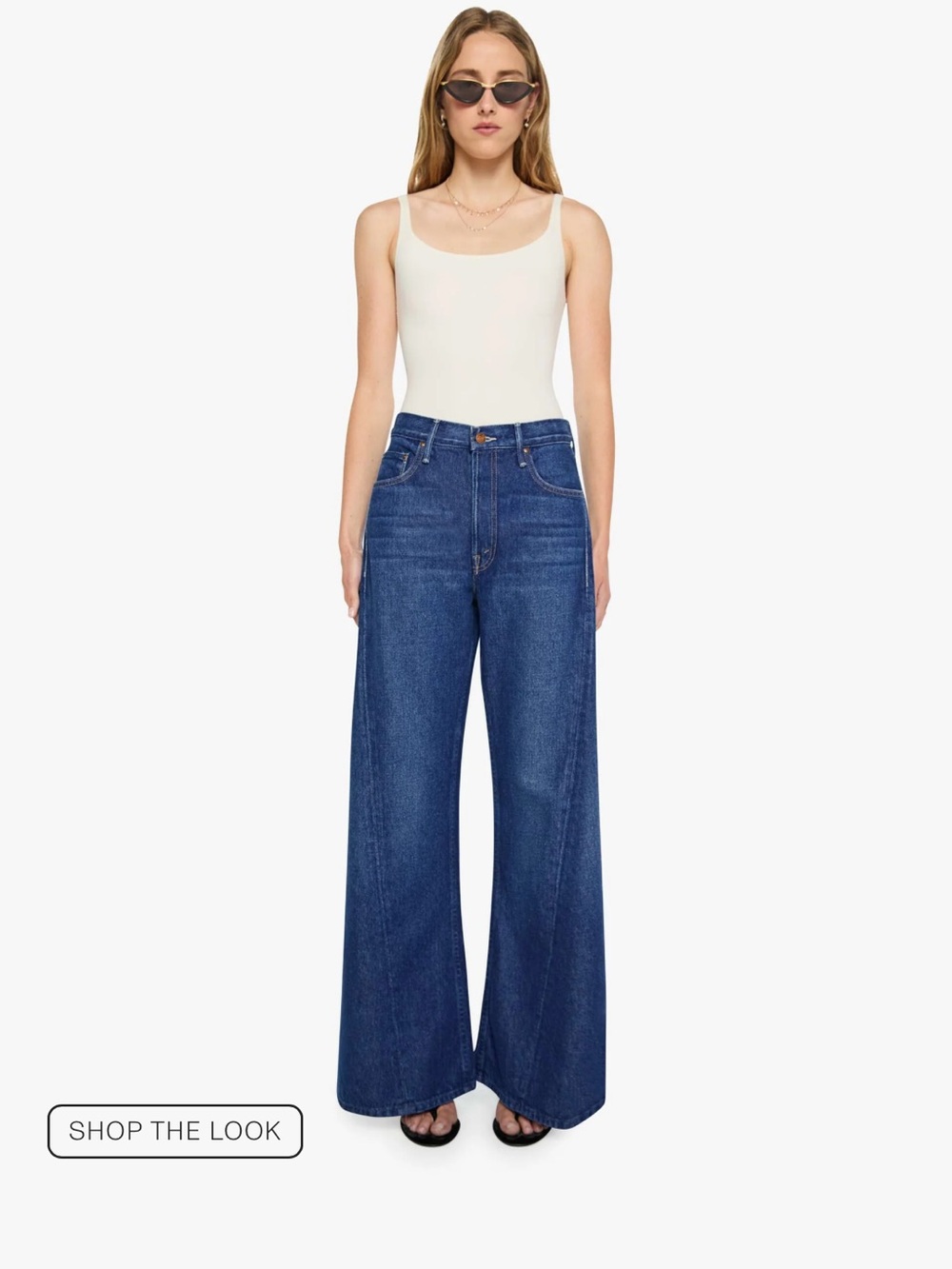 MOTHER High-Rise Wide-Leg Jeans in Deep Blue